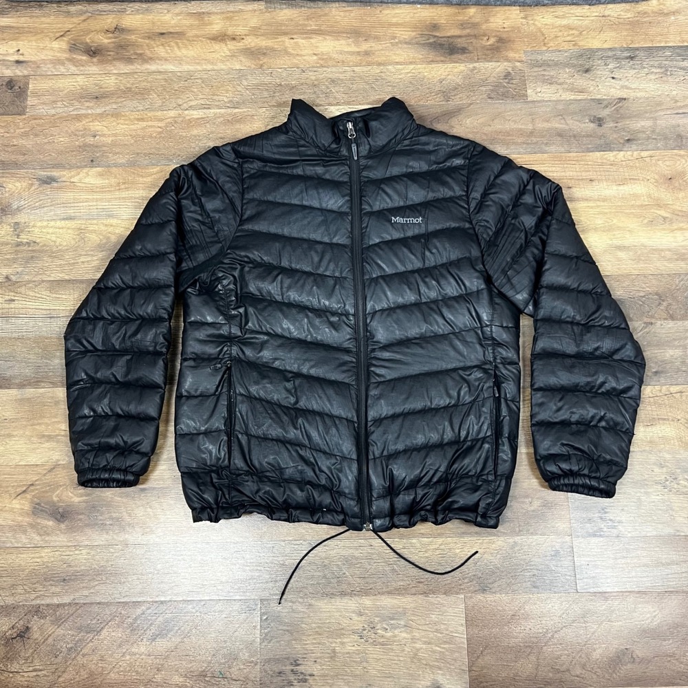 Marmot 700 Fill Duck Down Puffer Jacket Men's XL Black Quilted